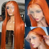 Ginger Orange Straight Lace Front Wigs Colored Human Hair Wigs 13x4 Lace Frontal Wig Natural Hairline