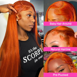 Ginger Orange Straight Lace Front Wigs Colored Human Hair Wigs 13x4 Lace Frontal Wig Natural Hairline