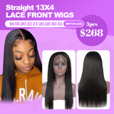 Wholesale 3PCS Straight 13x4 Lace Frontal Wig Human Hair For Black Women 16-32inch