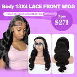 Wholesale 3PCS Body Wave 13x4 Lace Frontal Wig Human Hair 16-32 Inch