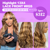 Wholesale Highlight Wig Human Hair 13x4 Lace Frontal Wig 16-32inch 3PCS
