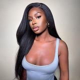 Kinky Straight Lace Front Wigs Human Hair Wigs Brazilian Yaki Straight Lace Closure Wig For Women