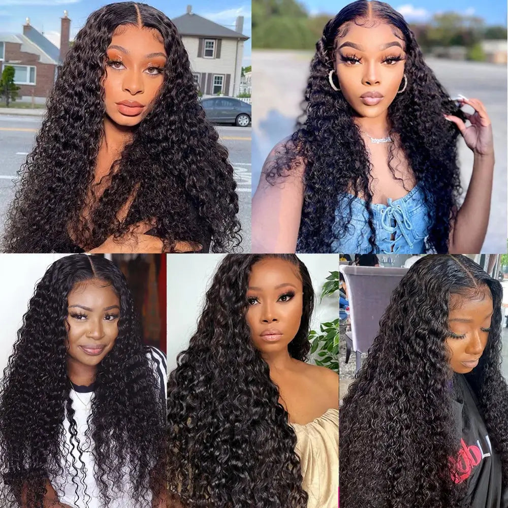 Water Wave Lace Frontal Wigs Curly Human Hair Wet And Wavy Closure