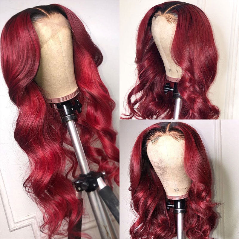 Ombre T1B/BUG Body Wave Lace Front Wigs Human Hair