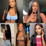 Straight Lace Frontal Wig Human For Women Hair Lace Closure Natural Black Brazilian Remy Hair