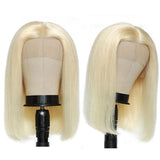 613 Blonde Straight Lace Bob Wigs Short Blonde Human Hair Wigs