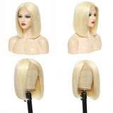 613 Blonde Straight Lace Bob Wigs Short Blonde Human Hair Wigs