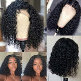 Natural Black Water Wave Short Bob Lace Frontal Wigs For Women Wet And Wavy Human Hair Lace Closure Brazilian Remy Hair
