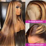 Straight P4-27 Highlight Wigs Lace Frontal Wig Ombre Wigs Colored Human Hair 12-30 InchesTransparent Lace Closure Wigs