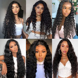 Loose Deep Wave Tanspaent Lace Frontal Wigs For Women Black Human Hair Wig With Natural Hairline