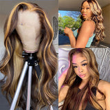 Highlight Wigs Real Human Hair Wigs Body Wave Ombre Lace Front Wigs