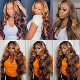 P4/27 Highlight Lace Frontal Wigs Body Wave Transparent Lace Front Wig Colored Human Hair Lace Closure Brazilian Remy Hair
