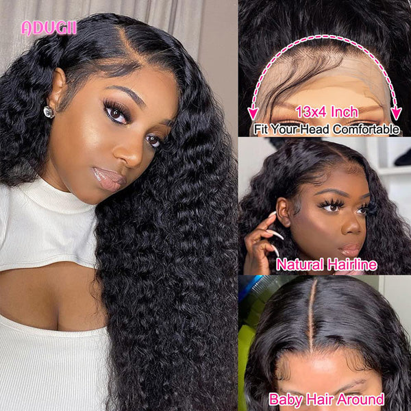 Deep Wave Human Hair Curly Lace Part Wig For Black Women