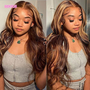 P4/27 Highlight Lace Frontal Wigs Body Wave Transparent Lace Front Wig Colored Human Hair Lace Closure Brazilian Remy Hair
